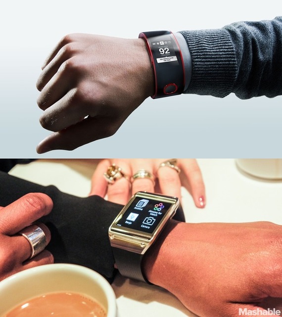 위는 닛산의 Nismo Smart Watch, 아래는 삼성의 갤럭시 Gear. 출처 mashble.com