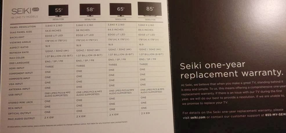 [그림10] Seiki 4K TV Line-up Source : Seiki material(2014 CES)